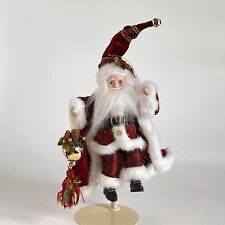 Vintage Dillard's Trimmings Santa Claus Ornament 10” Red Velvet Jingle Bell picture