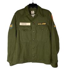Vintage 1956 Veitnam War Army Field Shirt Shacket Green Patches Wool Blend picture