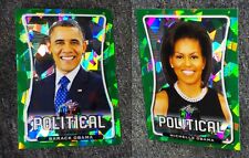 Barack Michelle Obama GREEN CRYSTAL ICE sCarCe REFRACTORS   #'d / 4 Leaf Metal picture