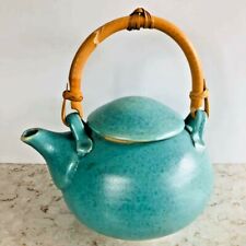 Large Rustic Stoneware Ceramic Tea Pot with Bamboo Handle picture