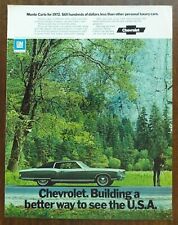 Vintage 1972 Chevrolet Monte Carlo Ad, Yosemite National Park Photo picture