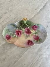 William Guerin WG & Co Limoges France Serving Tray Dish Split Handle Roses picture