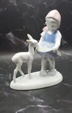 VTG Porcelain Figurine Young Girl Feeding Fawn by GEROLD Porzellan Bavaria picture