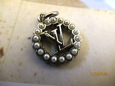 LV VUITTONS  1 ZIP PULL  charm  17x15MM SILVER  tone METAL FAUX PEARLS lot 1 picture