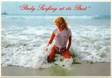 Body Surfing at its Best San Diego Girl Postcard Risque Ocean 90's 80's Pinup  picture