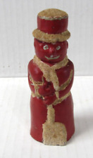 Vintage Christmas Snowman/Woman red Chalkware  figurine 3 3/4