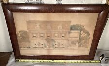 Vintage Framed 1912 Water-Color Paint Enhanced Architect-Sketch Of Nice House picture