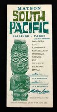 1962 Matson Cruise Lines South Pacific Sailings Fares Vintage Travel Brochure picture