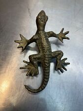 Vtg. Brass  Lizard Gecko Wall Fence Tree Hanging/ Handle Art Patio Reptile picture