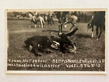 RPPC  Frank McCarroll Bull Dogging A Wild Steer At Roundup Real Photo Postcard picture