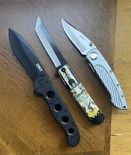 Lot Of 3 Knives CRKT M21-04G Pocket Knife Carson Design M16 picture