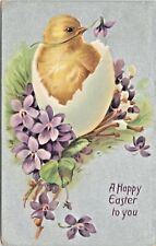 Vintage Tucks No.101 Postcard EASTER Chick in Egg Silver Embossed GERMANY picture