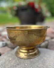Vintage Solid Brass Footed Pedestal Bowl Planter Pot Centerpiece Original Boho picture