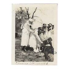 Vintage Snapshot Photo Group Of Women Posing With Man Captioned Clean It Well picture