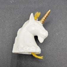 Vintage Unicorn Porcelain Bust Bell Ivory w/ Gold Horn picture
