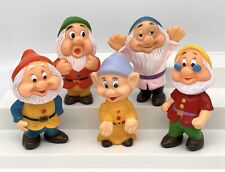 Vtg Walt Disney Snow White Seven Dwarves Toy Figures Set Rubber PVC Squeaker picture