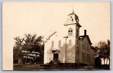 Shelby IA 2nd Empire School~Mansard Roof w/Fancy Dormers~Lightning Rod~RPPC 1910 picture
