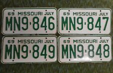 Set of 4 Vintage Sequential Missouri License Plates picture
