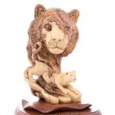 Lion and Cub Wooden Sculpture, 9.6