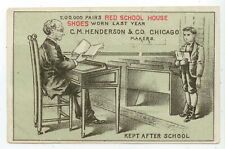 c1890 trade card Red School House Shoes V F Biddleman Thornburg Iowa picture