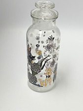 Vintage POODLE APOTHECARY JAR: Unique Atomic MCM Black & Gold Poodle Vanity Jar picture
