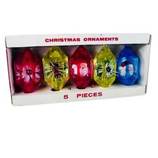 Vintage Jewelbrite Diorama Christmas Ornaments Unbreakable Set of 5 in box picture