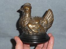 super rare antique brass figural still piggy bank money box spardose hen 1880s picture