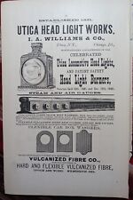 1881 Print Ad ~ UTICA HEAD LIGHT WORKS ~ I. A. Williams Locomotive Light Picture picture