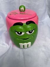 Galerie M&Ms Cookie Jars Green Pink Ceramic Collectibles Lid 4.23 oz picture