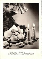 Vtg German Postcard Frohliche Weihnachten (Happy Christmas) Candles fruit bells picture