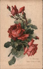 Flowers To Bring you Greeting Tuck C. Klein Antique Postcard Vintage Post Card picture
