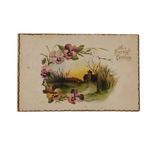 Antique Postcard A Happy Birthday Embossed Flowers AOL Depose Ser 727 PM 1910 picture