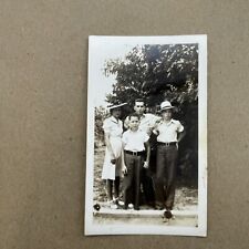 Vintage 1940s Snapshot Photo Fashionable Family Dressed Up For Graveside Visit picture