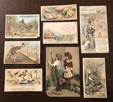 Set of 8 Victorian Trade Cards - Coats Thread, Cream Yeast, Aa Aa Coffee picture