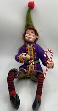 Winward Sitting Fairy Elf Jester Figure Fairy Christmas Candy Cane Whimsical picture