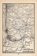 1915 Antique Chicago Terre Haute and Southeastern Railway Map Railroad Map 885 picture