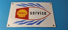 Vintage Shell Gasoline Sign - Marine Boat Sign - Porcelain Gas Pump Plate Sign picture