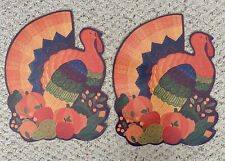 Lot of 2 Vintage Hallmark Thanksgiving Turkey Decorations Die Cuts picture