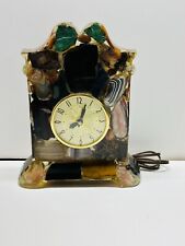Lanshire Vomit Mantle Clock Vintage w/Rocks Works Translucent Lucite Working picture