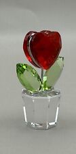Swarovski Crystal Happy Flower Red Heart Figurine - Collectible Decor picture