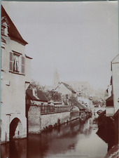 France, Chartres, View taken from the Pont Saint Hilaire vintage print, print d'é print picture