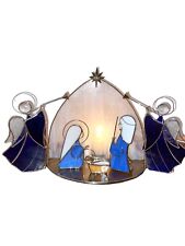Stained Glass Nativity Creche Tealight Boxed Angel Christmas set 8” Dicksons picture