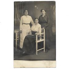 Antique RPPC Studio Photo Women Girls C1900 Cold Dark Somber Ladies Vintage picture