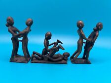 Lot Of 3 Vintage Brass or Bronze Kama Sutra Erotic Miniature Sculptures Figures picture