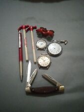 Junk Drawer Vintage Collectables Lot Of 8 Pens, Knife, Watches, Metal Car Unique picture