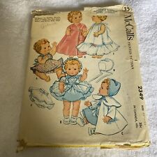 Vintage 1959 McCall's Pattern #2349. Toddler and Baby Dolls Wardrobe picture