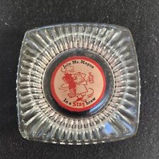 STAG CARLING BEER ASHTRAY MR MAGOO 4.5 INCH SQUARE CLEAR GLASS COLLECTIBLE  picture