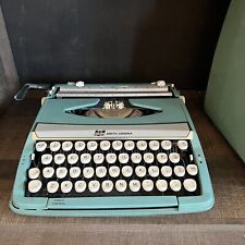 Vintage Smith-Corona SCM Corsair-Deluxe Blue Aqua Portable Typewriter W/ CASE picture