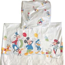 VTG WALT DISNEY PRODUCTIONS MICKEY MOUSE WAMSUTTA TWIN SHEETS FLAT FITTED 1970s picture