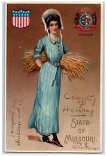 1909 Pretty Woman State Of Missouri Wheat Clinton Missouri MO Antique Postcard picture